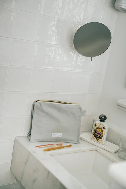 Trousse de toilette Bleu Subtil en épaisse toile de coton bio